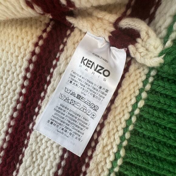 KENZO: Men's 100% Wool Intarsia Knit Full Zip Cardigan - S - Picture 5 of 7